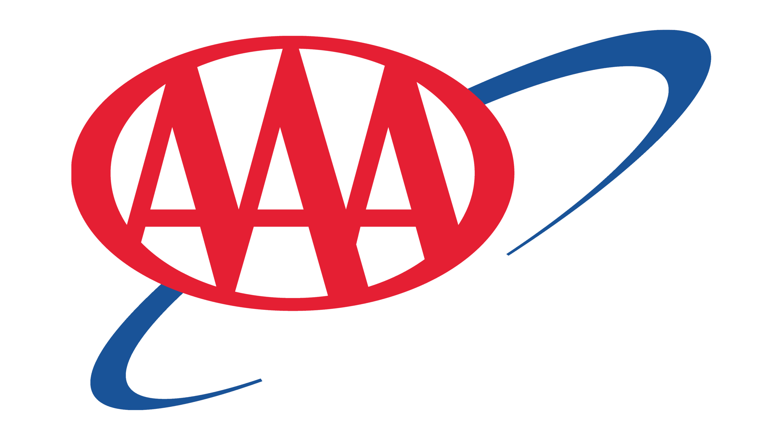 Red "AAA" letters inside a red oval, with a blue swoosh circling the oval; logo is on a light gray background.